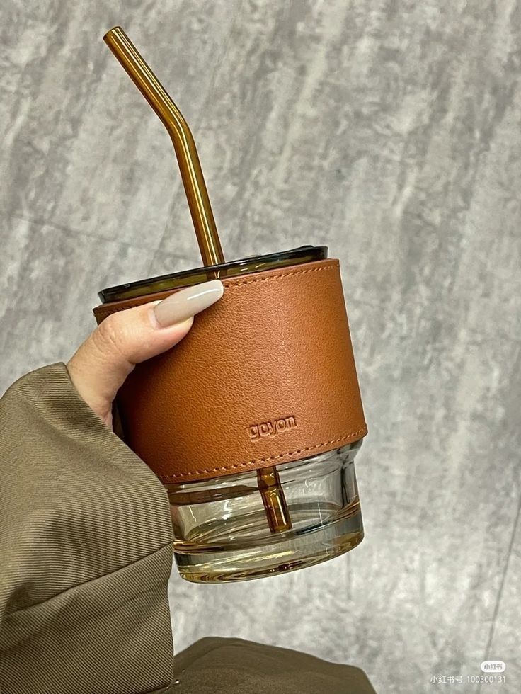 Glass Water Bottle/ with straw