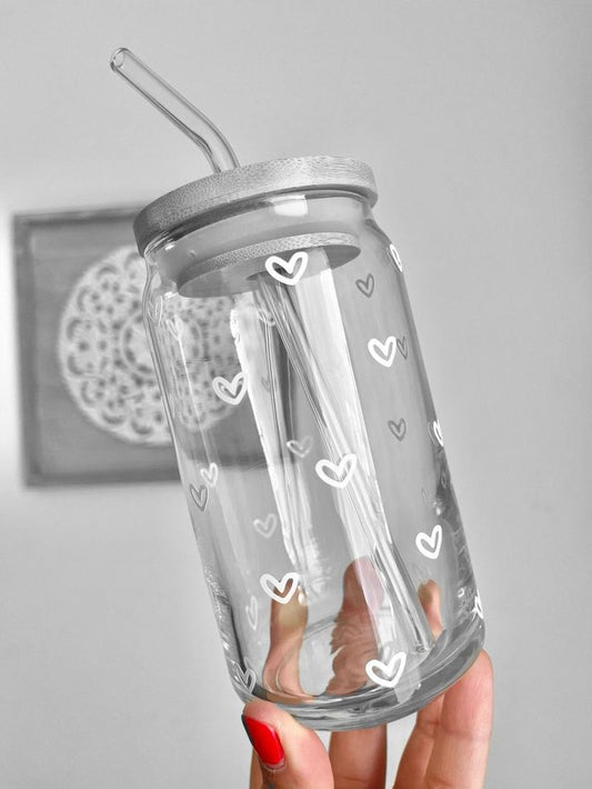 Glass Water Bottle/ with straw